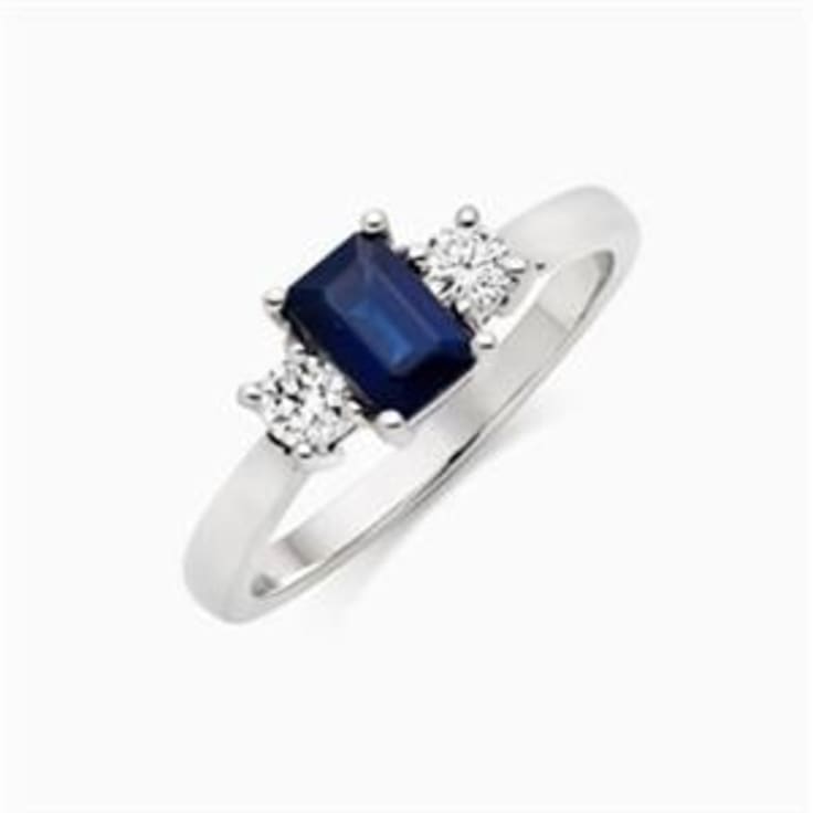 Diamond And Australian Blue Sapphire Ring